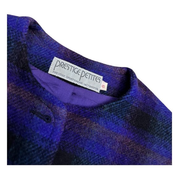 VINTAGE 70s 80s Prestige Petites Plaid 2 Piece Skirt Jacket Set Womens 8 Petite - Picture 2 of 7